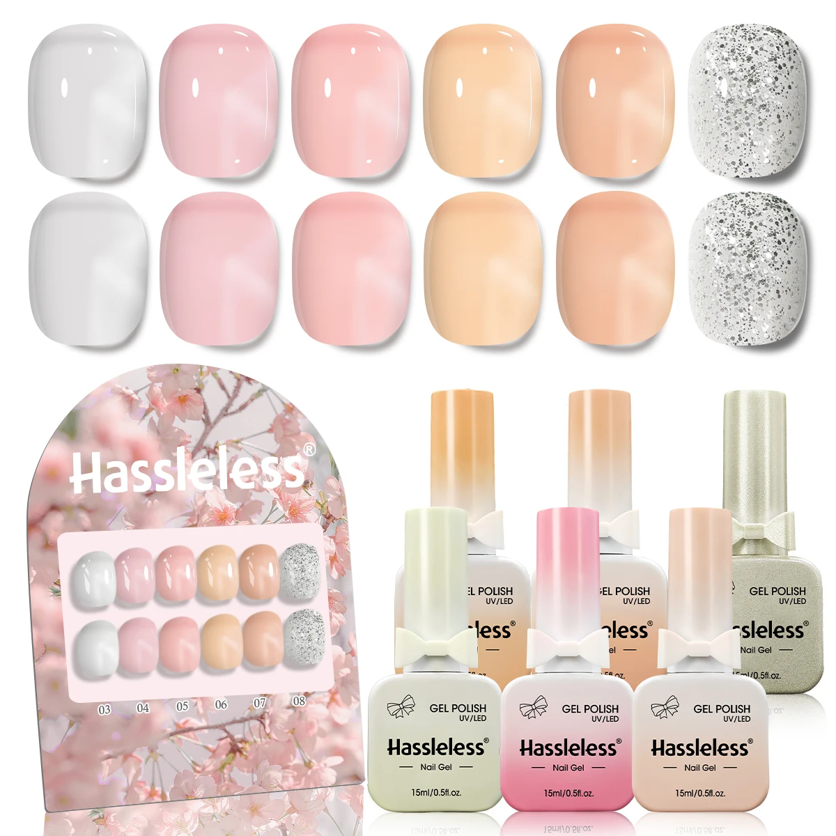 6-teiliges Nagellack-Set, 15 ml/Flasche, geeignet für alle Jahreszeiten, semi-permanent, einfach aufzutragen, DIY-Nagelkunstdesigns, farbenfrohe Farben