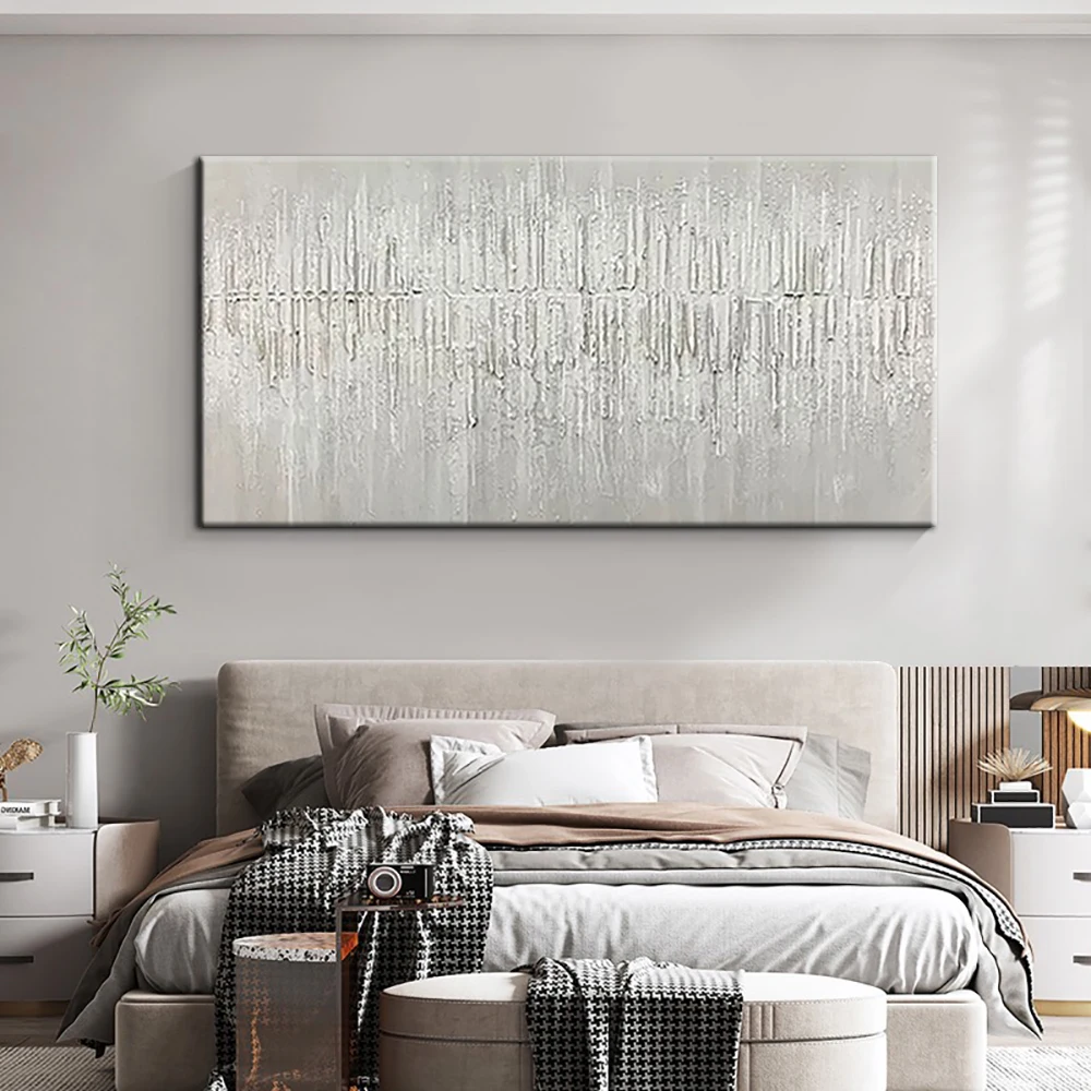 

Abstract 3D Grey and White Wall Art for Home Wall Decor Hand Painted Large Size Minimalist Canvas Painting Contemporary Artwork