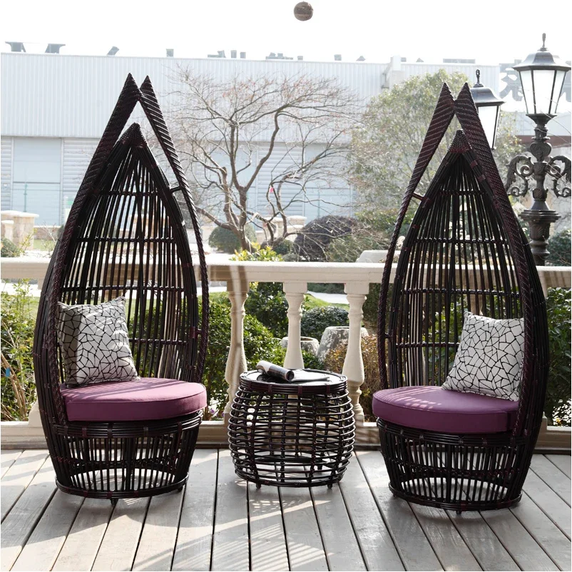 Outdoor Rattan Sofa Designer Courtyard Garden Creative Rattan Chair Swimming Pool Outdoor Balcony Lying Bed