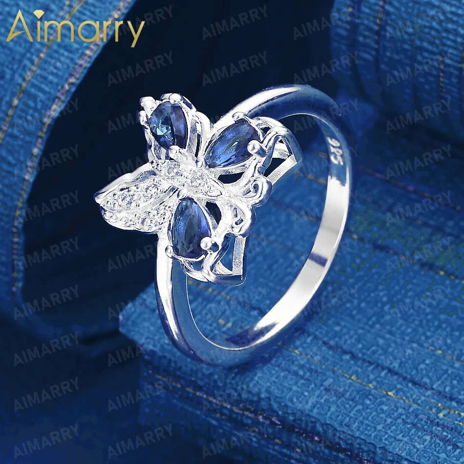 925 Sterling Silver 7-10# Three-dimensional Butterfly Set AAA Zircon Ring for Ladies' Anniversary High-quality Fashion Jewelry