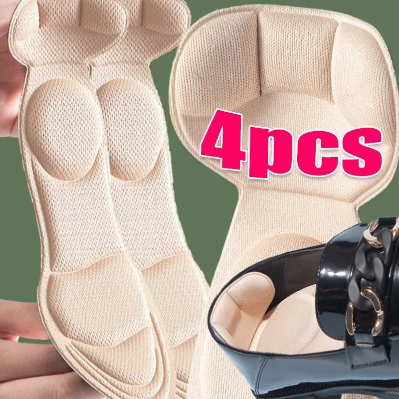 2/4pcs Insole Pad Inserts Heel Post Back Breathable Anti-slip for High Heel Shoe Insert Protector Shoes Memory Foam Insoles