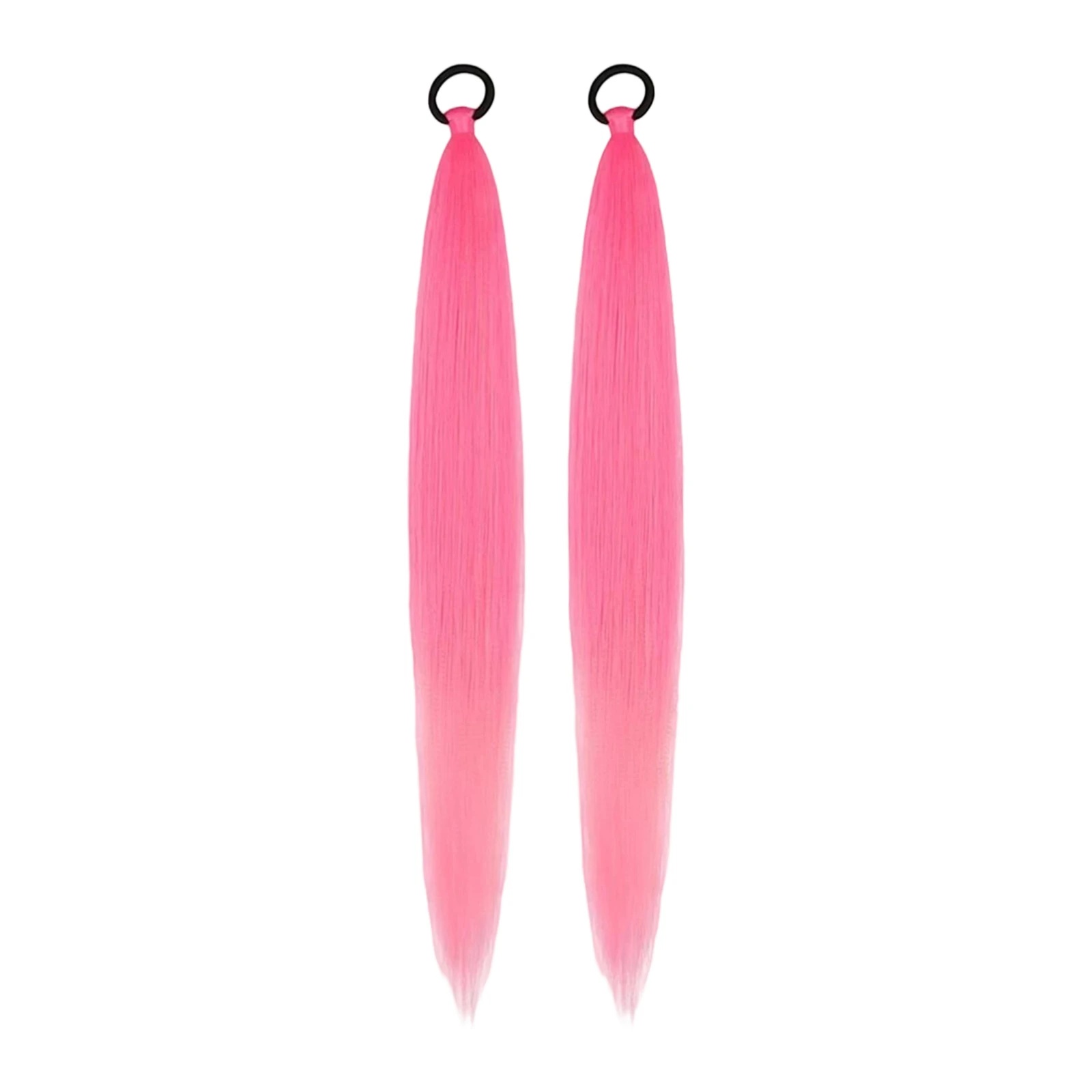 2 uds cola de caballo recta sintética con lazo elástico para el cabello trenzado colorido accesorios de Cosplay extensiones de cola de caballo cabello para niñas