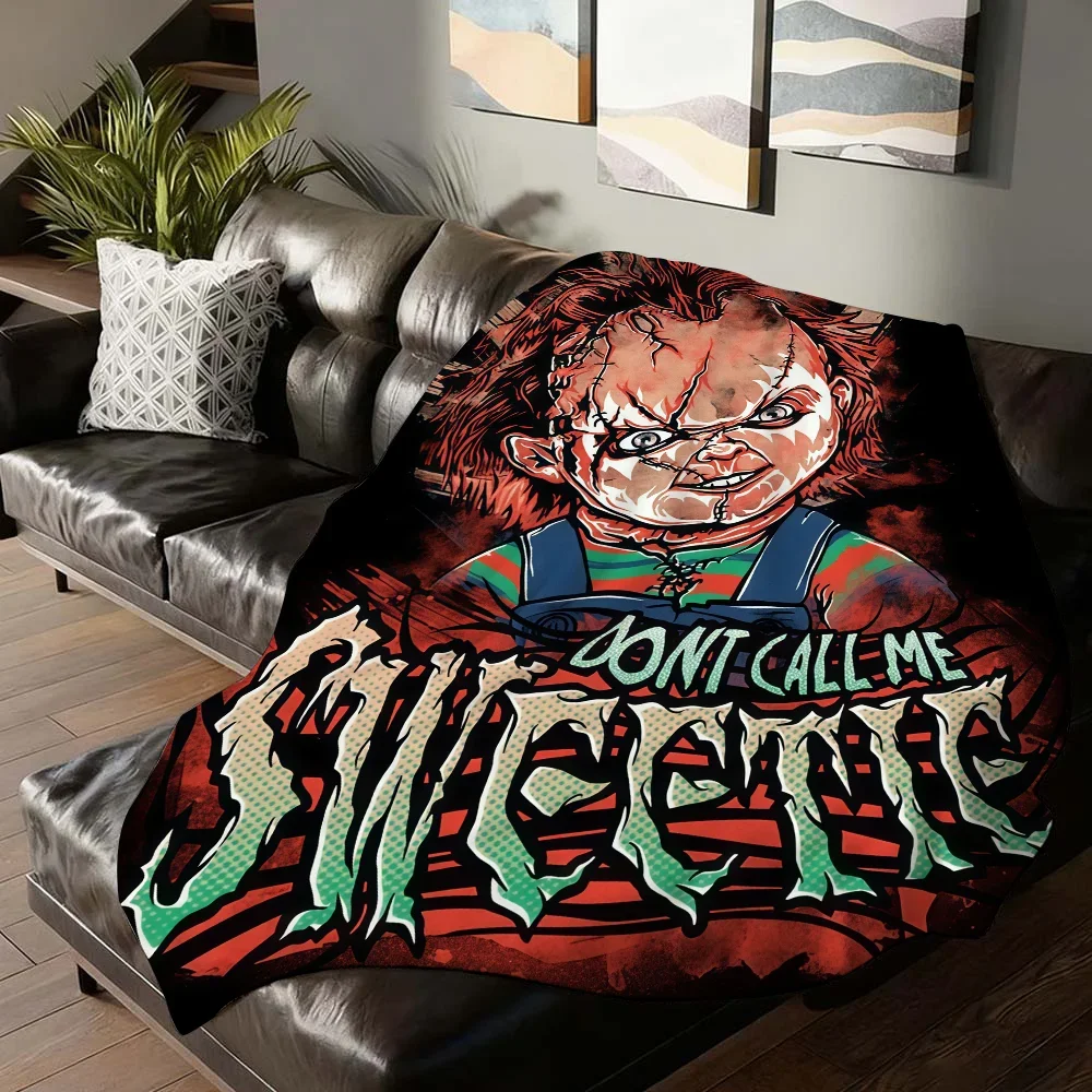 

Chucky Horror Movie Blanket for Sofa Bed Office Travel Camping Soft Warm Cozy Throw for Adults Kids Sleep Reading Relaxation