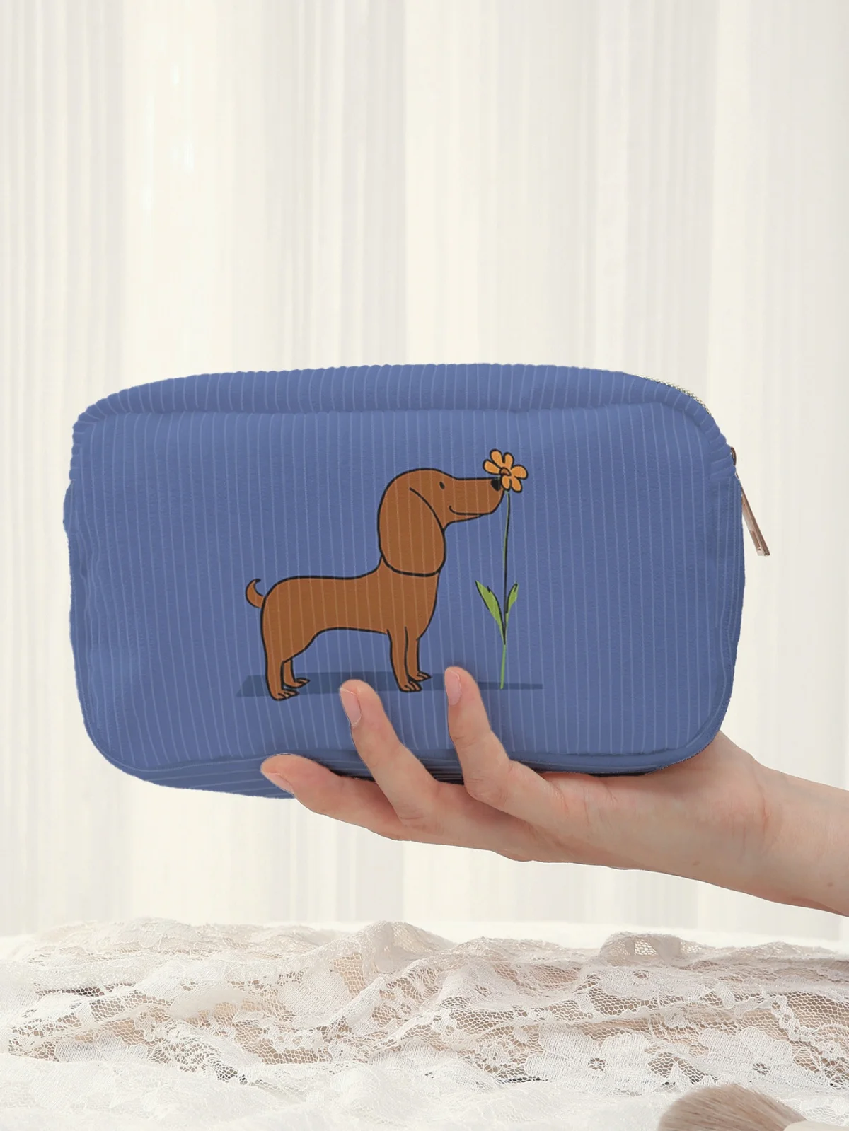 

Косметичка с рисунком в виде цветов и собак, выполненная вручную, с ароматом ветра, большая вместительная дорожная сумка для туалетных принадлежностей, женская сумка для хранения косметики