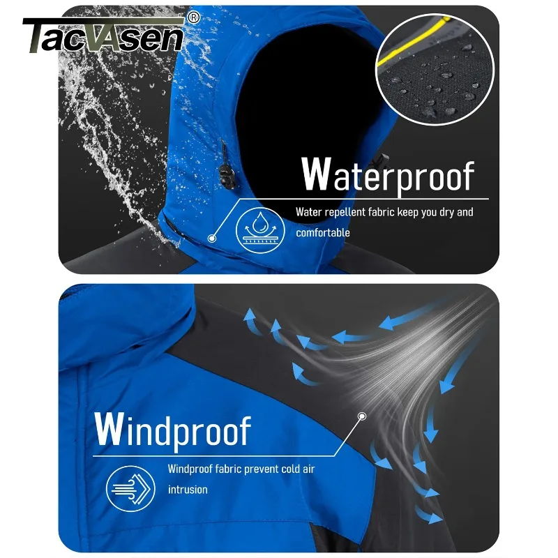 سترة شتوية مبطنة من الصوف مقاومة للماء للرجال سترات تزلج على الجليد مقاومة للرياح معاطف بقلنسوة قابلة للإزالة سترة واقية غير رسمية