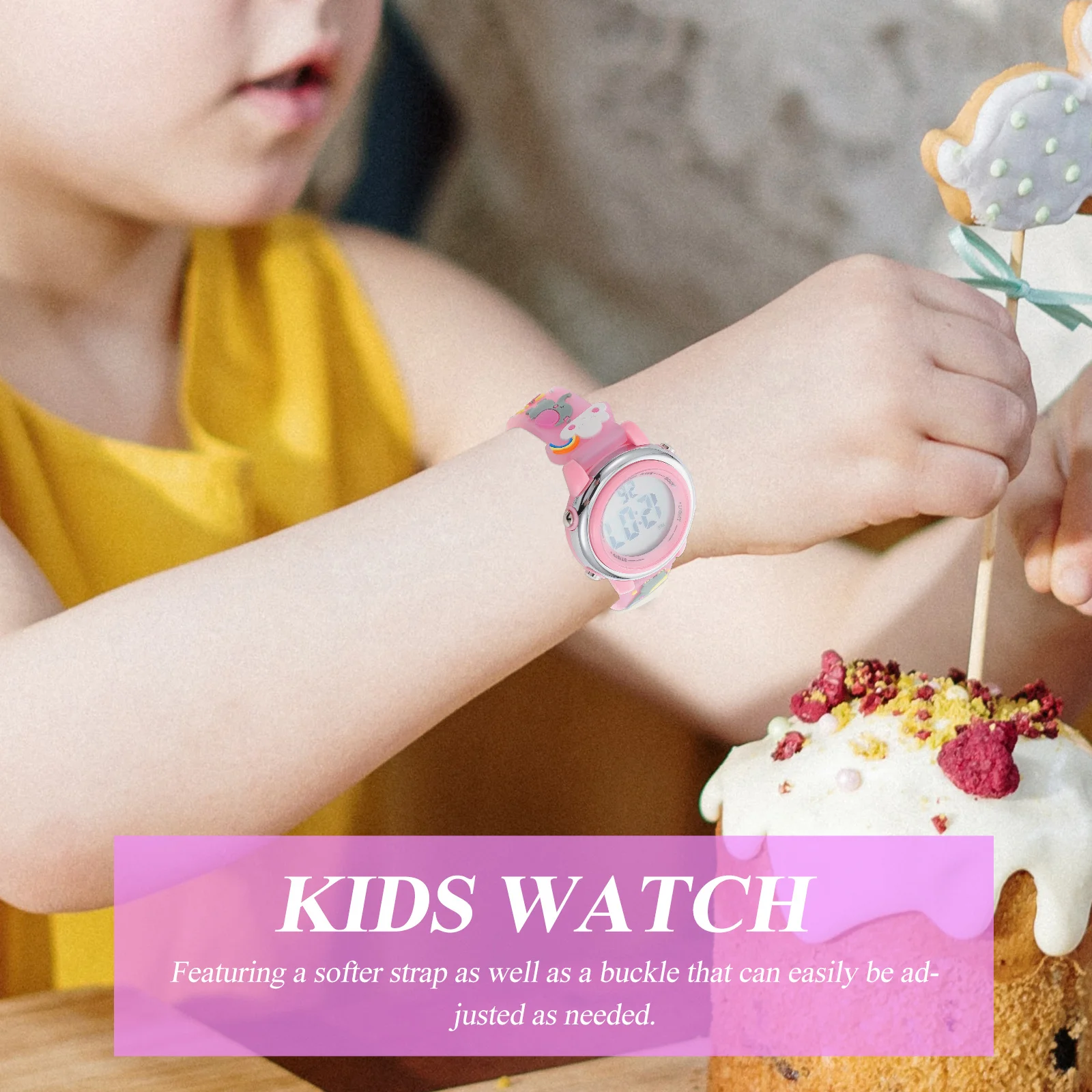 

Waterproof Electronic Digital Watch Cartoon Strap Alarm Clock Gift Watches for 3-10