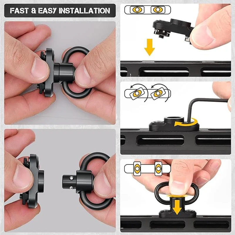 QD 슬링 2 포인트 슬링 회전 HK 후크 소프트 숄더 패드가있는 빠른 조정 건 슬링, 사냥 전술 스트랩 용 라이플 슬링