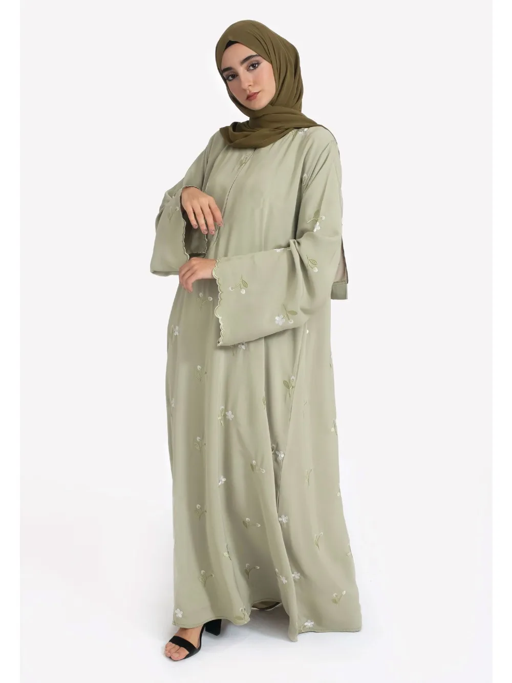 Eid Abito da donna Abaya musulmano Fiore ricamo Party Jalabiya Ramadan Abiti lunghi Abiti Largos Abito lungo arabo Marocco Caftano