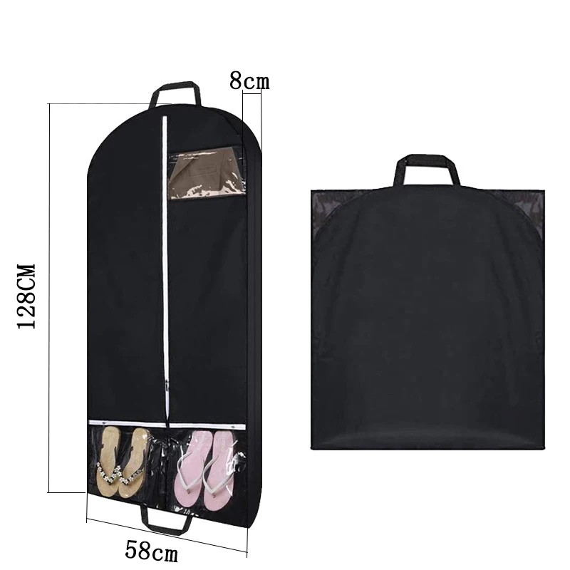 Black 50-Inch Heavy Duty Garment Bag With Zipper Pocket Hanging Bags for Suits Tuxedos Dresses Coats Travel Storage Garment Bags