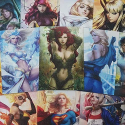 20pcs/set Female Super Hero Villain Character Cards Poison Ivy Harley Quinn Sexy Heroine Shiny Frosted Anti-Scratches Paper Card