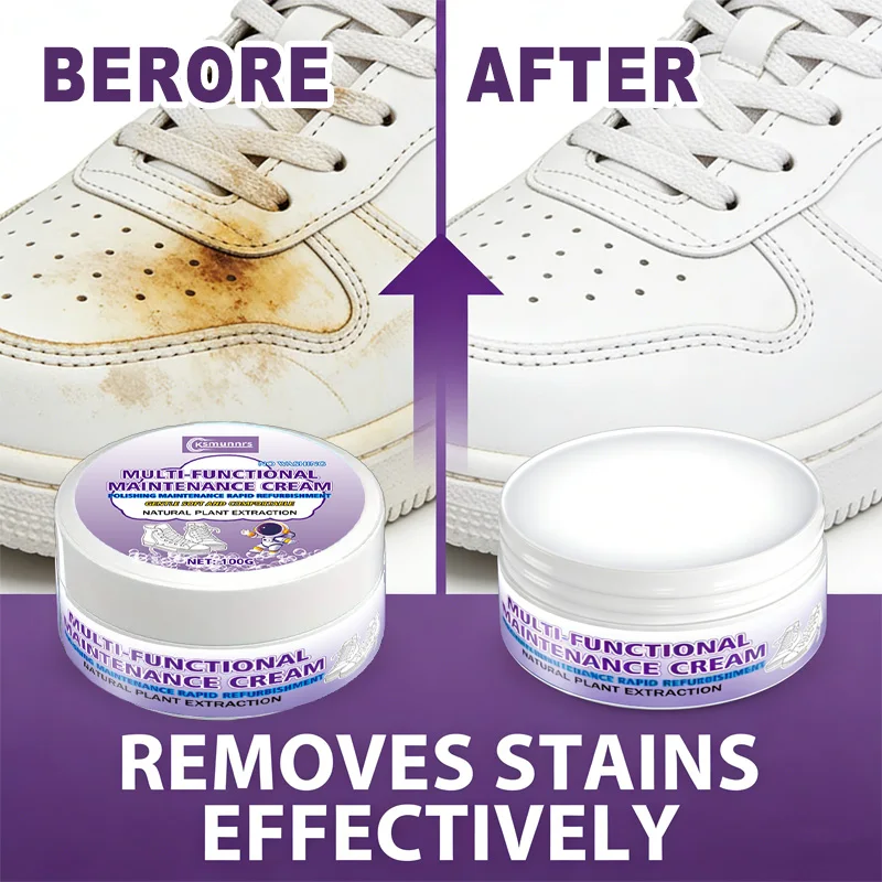 Multi-Functional Sneaker Cleaner Paste: Whitens Shoes, Built-In Sponge for All Materials