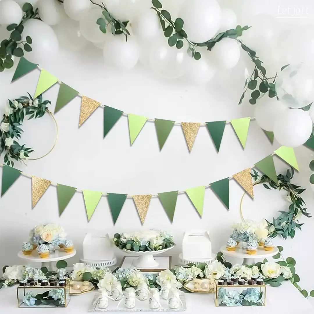 Goldenes Zwiebel-Papier-Dreieck-Banner, Geburtstag, Hochzeit, Partydekoration, Filz, bunte Flagge, Festliche Szenendekoration, Banner – Detail 1