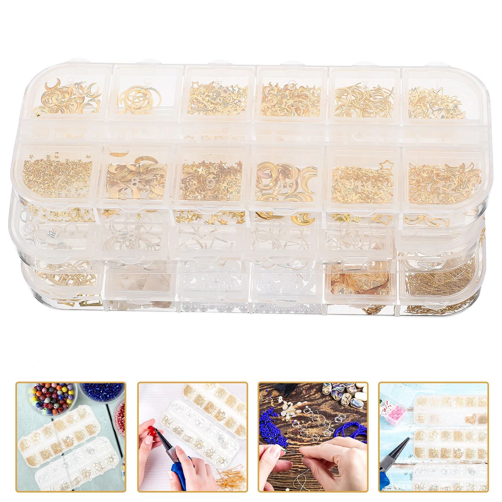 3 Boxes Epoxy Enclosure Jewelry Making Supplies Alloy Accessories Mold Unique Fillers DIY Filling Resin Kit Key Chain