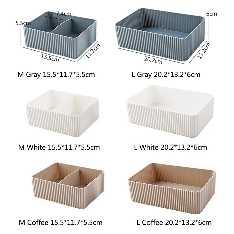 WBBOOMING Plastic Home Office Bathroom Storage Box Grid Desktop Sundries Storage Box Makeup Organizer Cosmetic Closet Bin Case