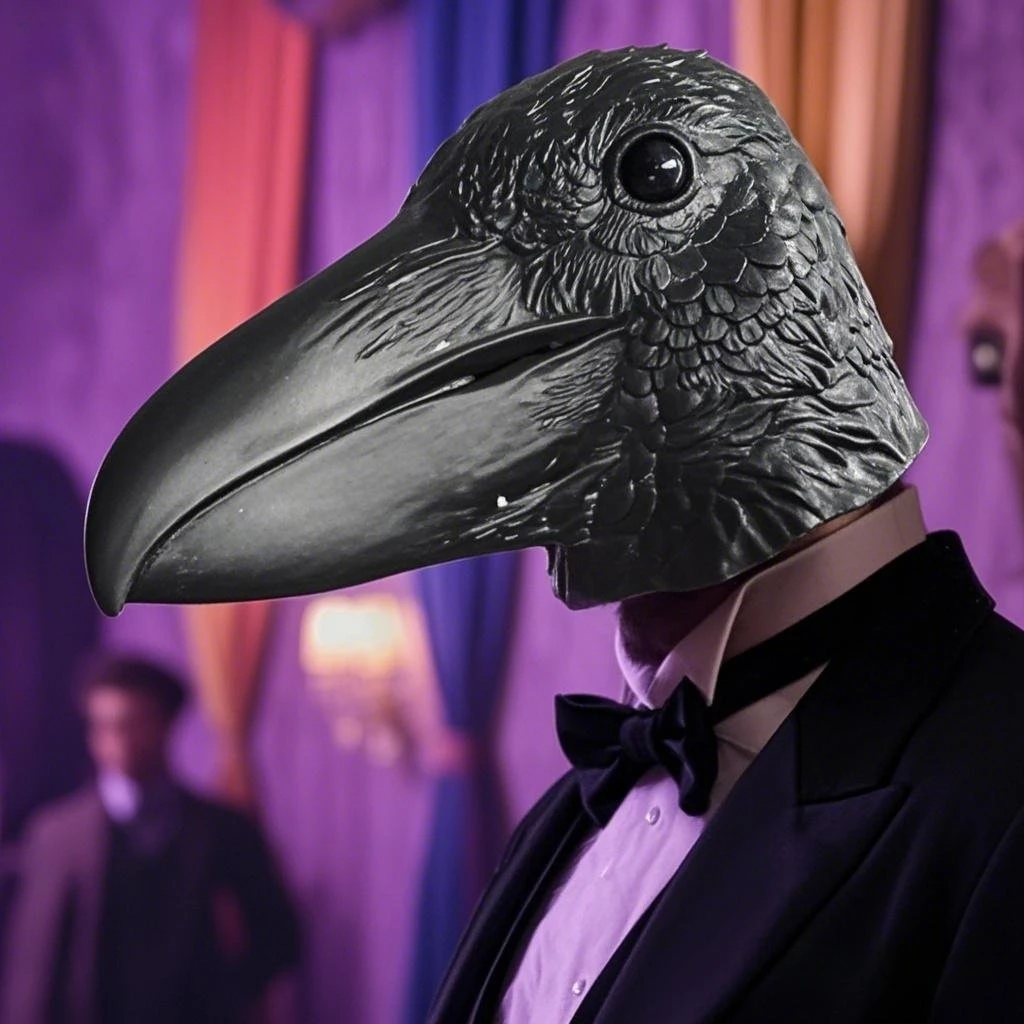Rabe Maske Schwarze Krähe Tier Vollkopf Latex Maske Halloween Cosplay Horror Krähe Kostüm Requisiten Karneval Party Vogel Kopfbedeckung