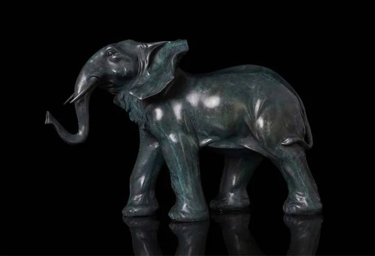 38CM Indien Thailand HOME OFFICE Ornament wirksames Maskottchen bringen Reichtum Glück Glück Retro Messing Elefantenstatue Skulptur