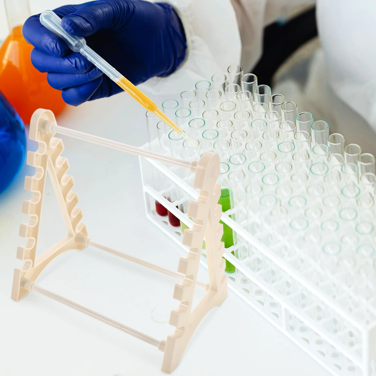 

Plastic 12 PP Laboratory Pipette Rack Double Laboratory Pipette Holder Sided St for Storage Experiment Tools Portable