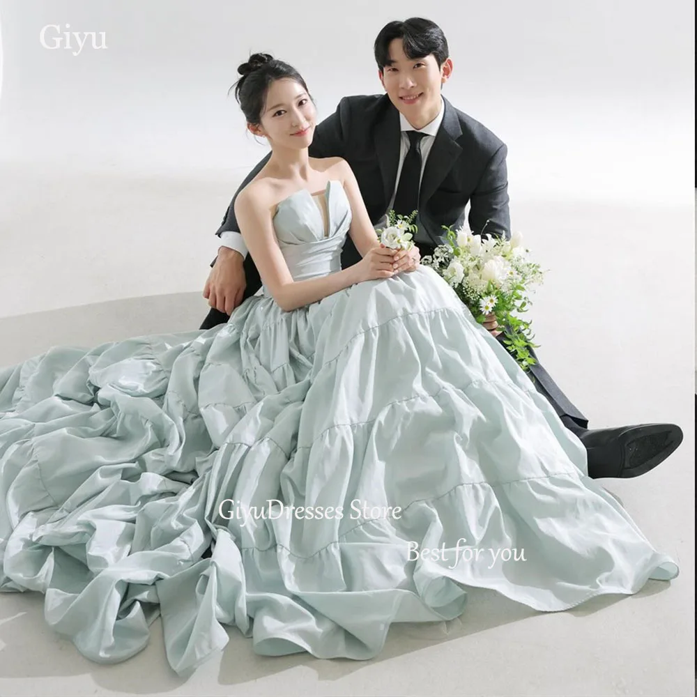 

Giyu Princess A-line Wedding Dresses Strapless Sweep Train Korea Photo Shoot Dresses Custom Made Floor-Length Bridal Gown