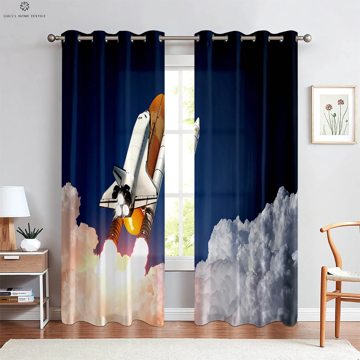 Landscape Dream Starry Sky Planet 3d Printing Curtains Children's Room Study Living Room Atmosphere Decorative Curtains 2PCS