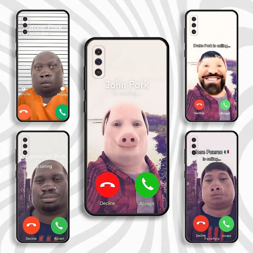 

John Pork is Calling Answer Call Phone Case For Samsung S 25,24,23,22,30,21,10,9,Ultra,Plus,Lite,FE,4,5 G Black Soft Case