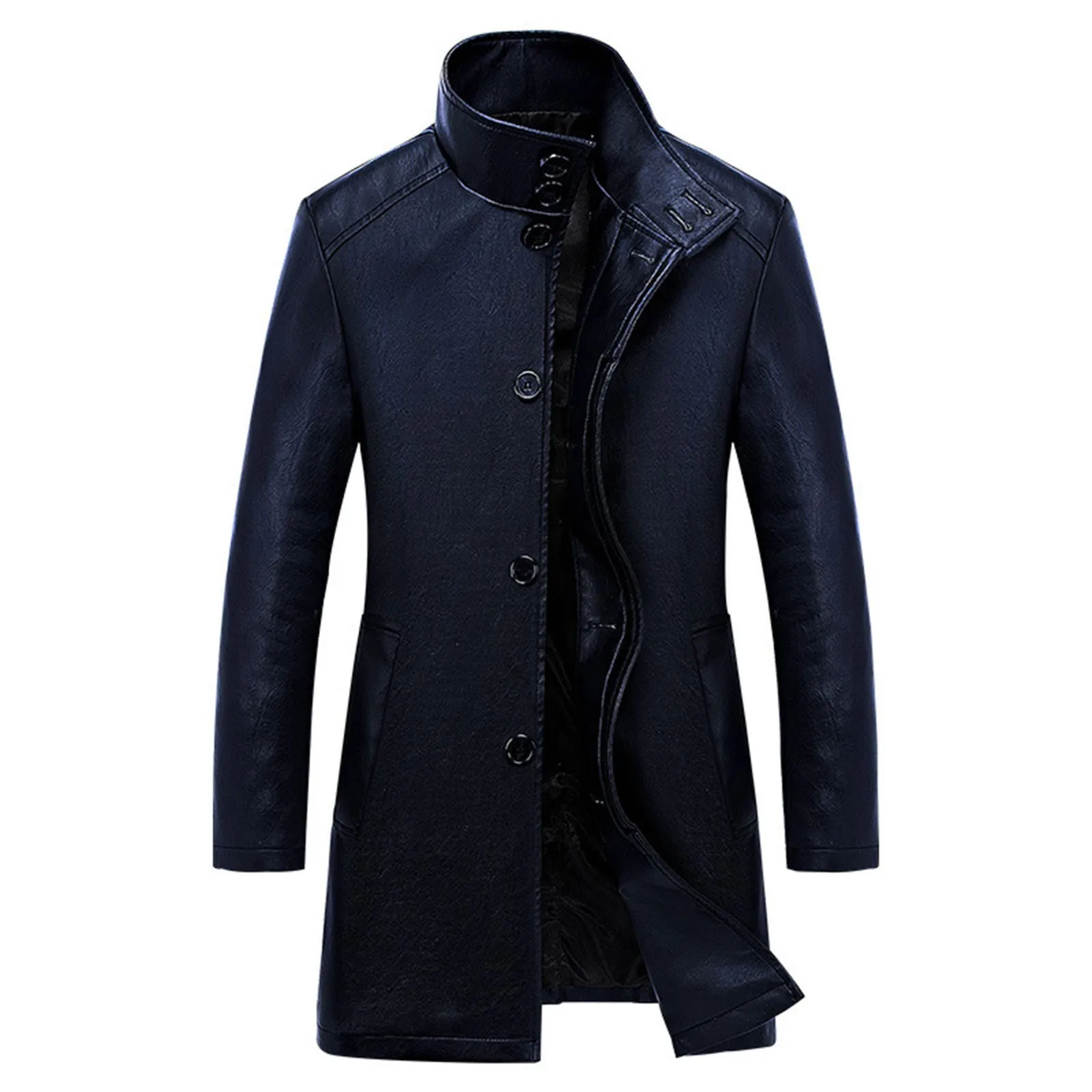 Business Parkas Men High-Quality Stand Collar Overcoat Single-Breasted Long Trench Winter Jacket Men's Stylish Warm Coats Hombre