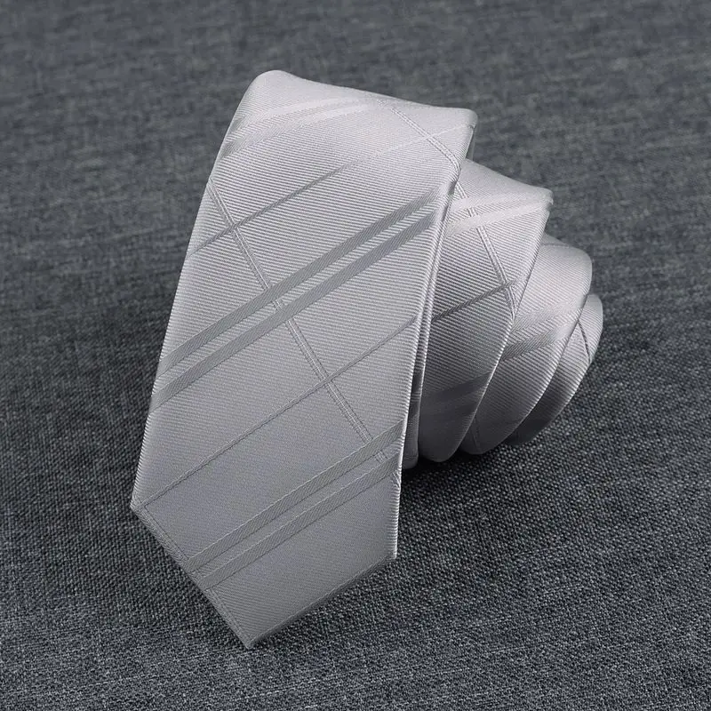 No Knot Silver Zipper Fashion Hand-Tie Style Office Work Striped Narrow Tie Versatile
