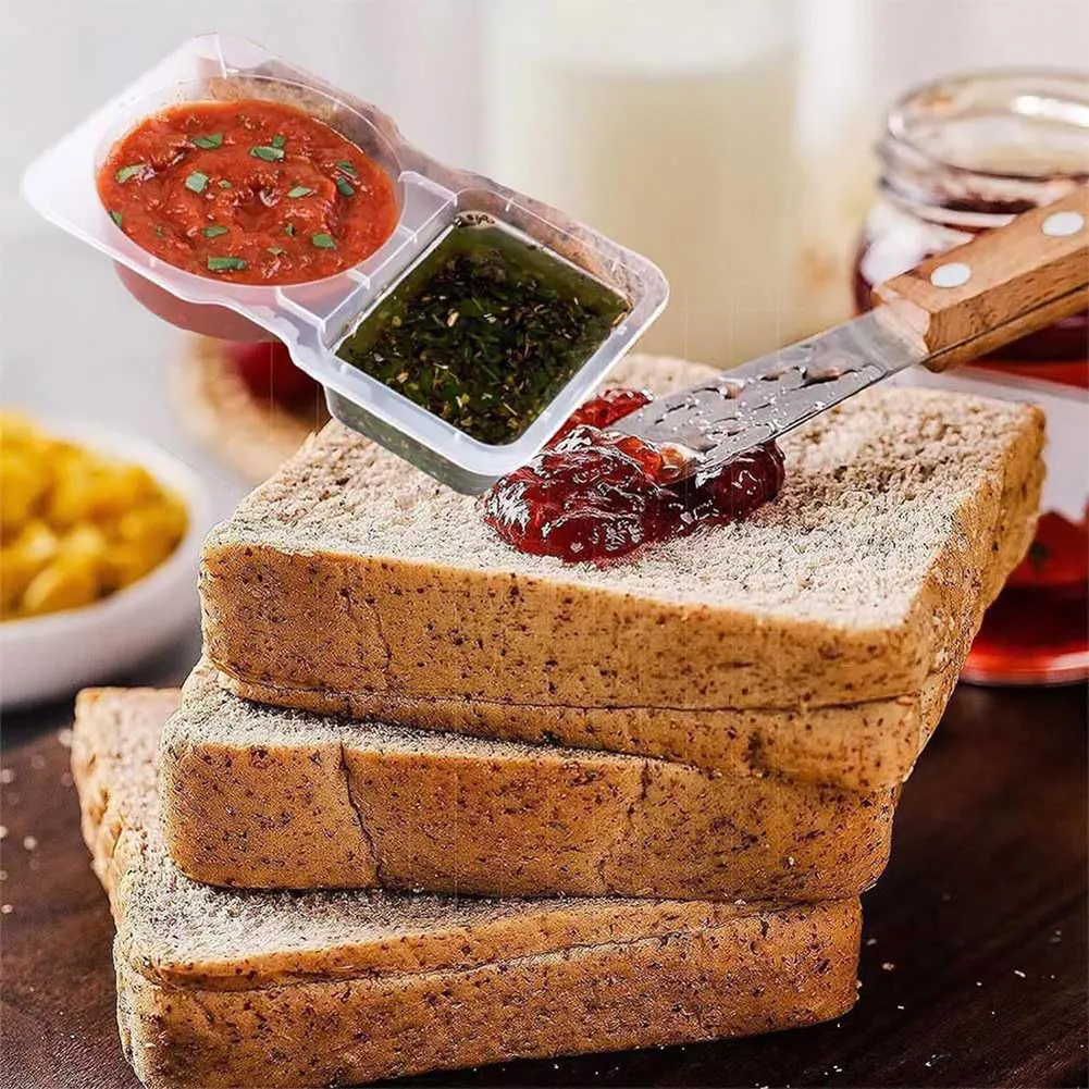 Double Compartment Transparent Dressing Containers with Lids Stackable Storage Snack Containers Reusable for Home School