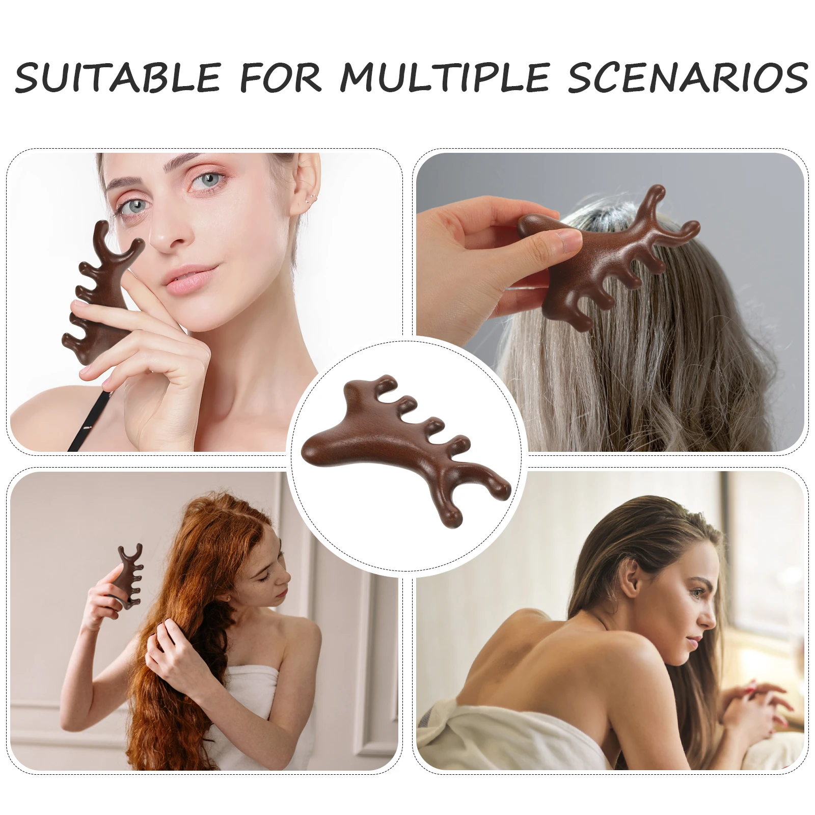 

Massage Comb Wide Tooth Detangling Wood Scalp Massager for Curly Hair Portable Home Office Travel
