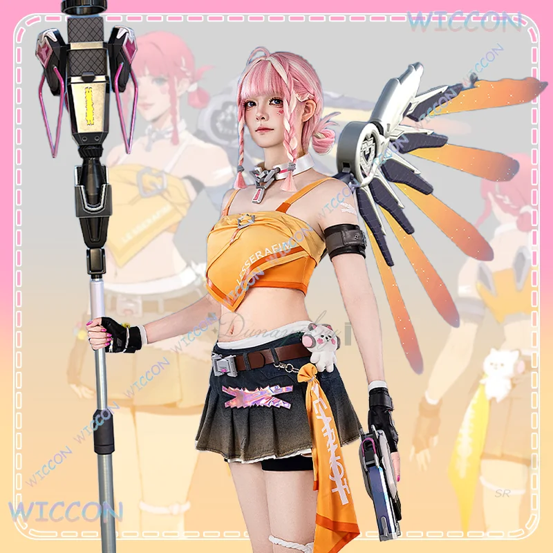 

Yume/Game OW Angela Girl Group Косплей Костюм Топ Мини Юбка Парик Аксессуары Полный комплект Сценическая Униформа Хэллоуин Карнавал Ангел Су