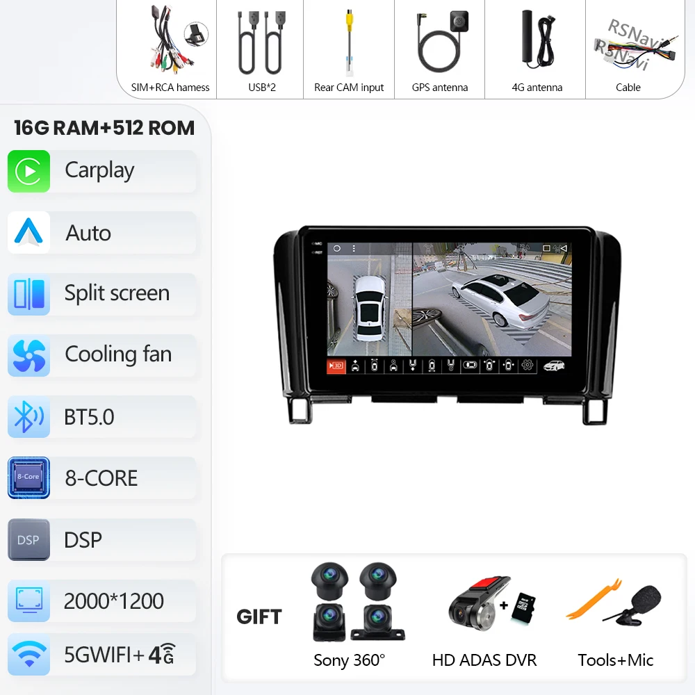 Android 16 Carplay Auto For Nissan Serena 4 C26 2010 2011 - 2016