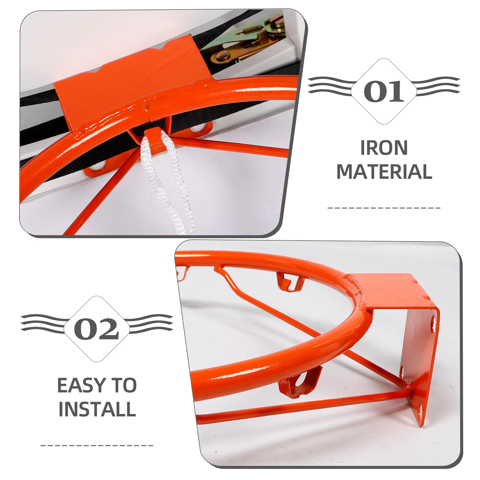 Canestro da basket senza trapano Montaggio a parete Rete da basket per interni ed esterni per bambini Allenamento giovanile Arancione Heavy Duty Hollow