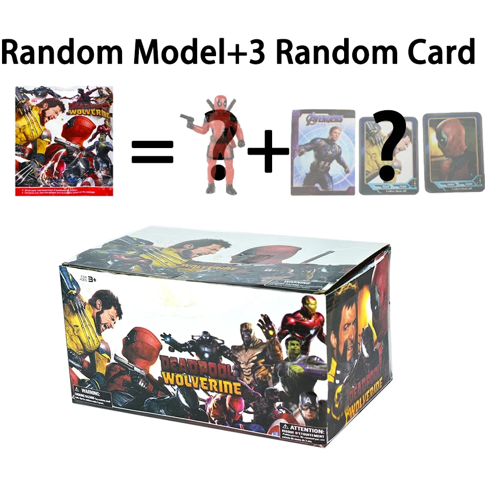 Deadpool & Wolverine Kids Toy Mystery Blind Box Deadpool 3 Random 24 Pack Model Kawaii Toys Gifts for Fans Adults Figure Cards