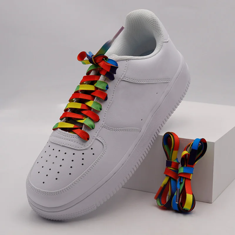 7mm Printed Contrast Color Painting Shoe Laces 60-180cm Silk Printing Colorful Shoelace Sneakers for Women