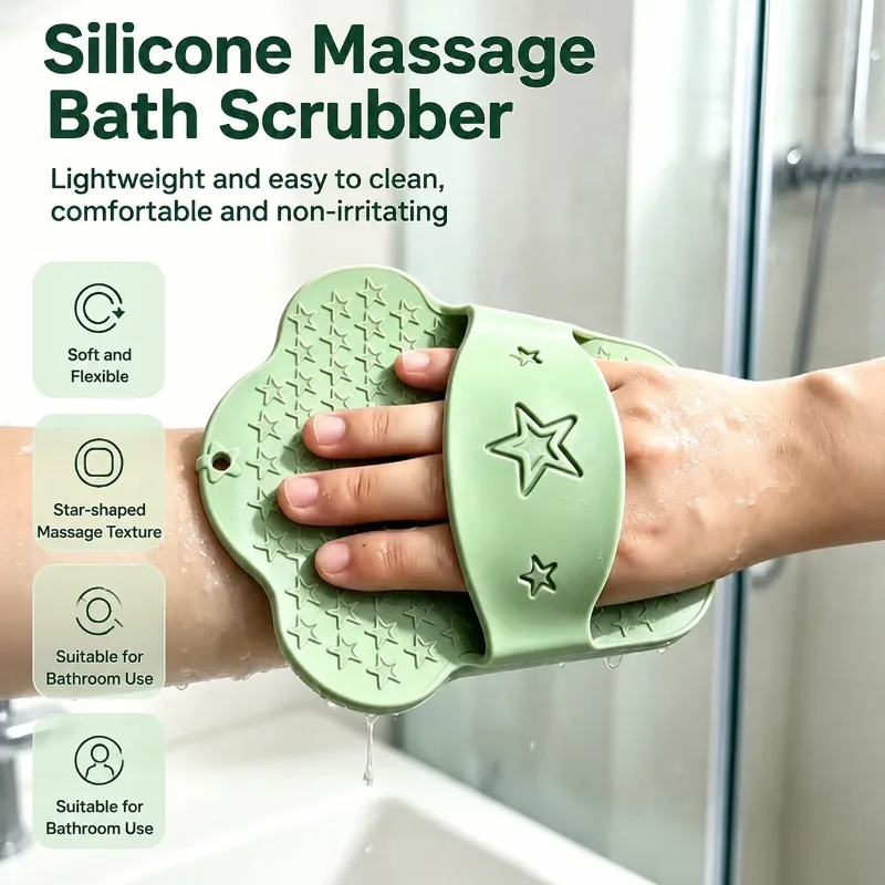Silicone Bath Scrubber Round Pad Painless Body Exfoliating Towel for Men and Women Powerful Household Mud Removing Gadget
