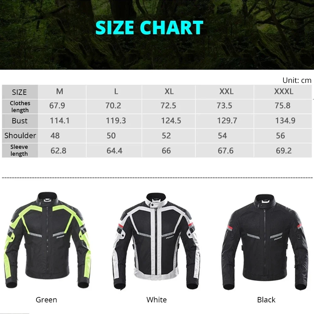 DUHAN Men Breathable Motorcycle Jacket Summer Mesh Motocross Cycling Clothing Reflective Motorbike Riding Protective Jacket