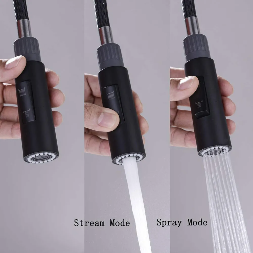 Juego de cabezal de ducha de lluvia extraíble para fregadero de cocina, repuesto de cocina, rociador de grifo negro, conector macho estándar G1/2