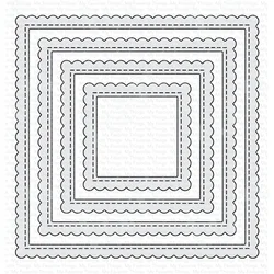 New 2024 Dies Stitched Square Scallop Edge Frames Cutting Die Cuts Mold Craft Decoration Embossing Template DIY Handmade Knife