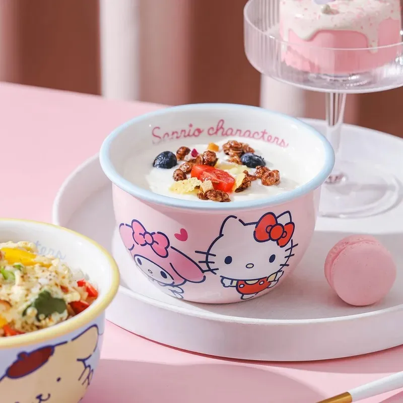 New Cute Sanrio Hello Kitty 2025 New Ceramic Rice Bowl for Home Use Cute Tableware Dishware Kitchen Accessory Gift Idea Adult view 3