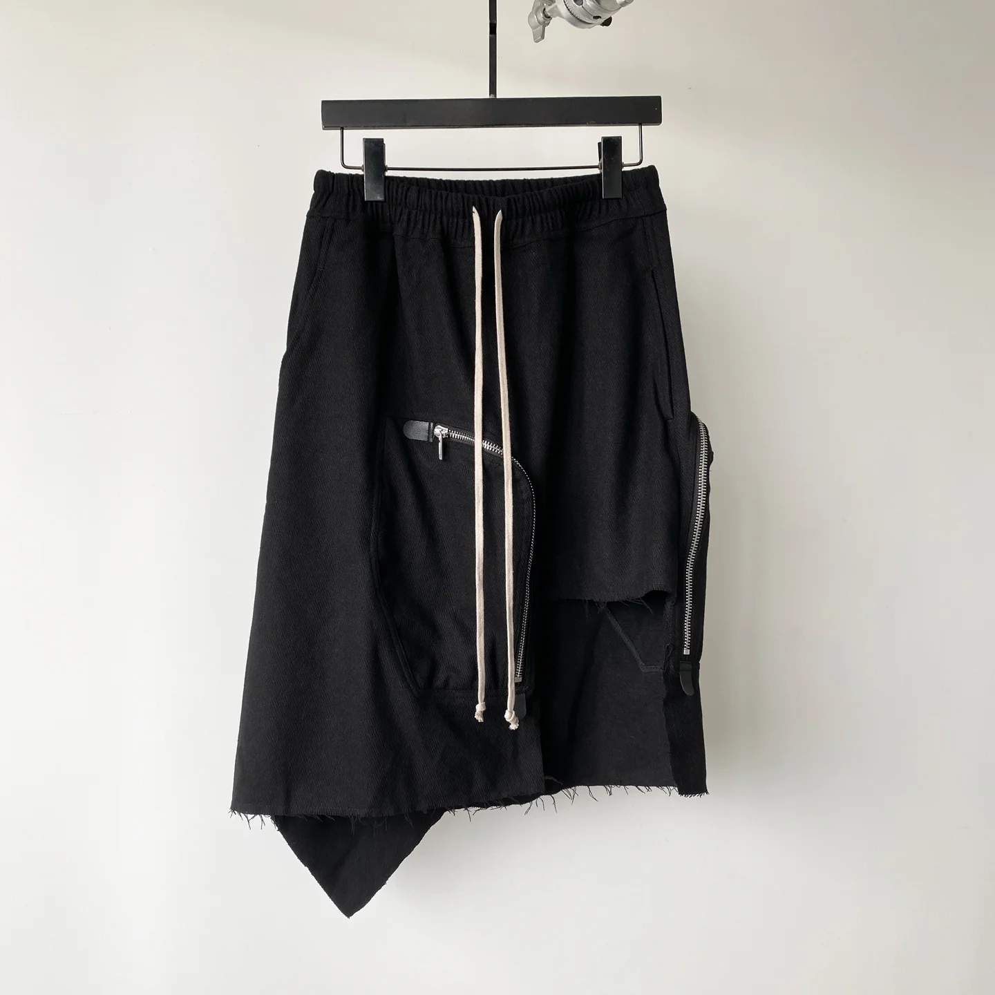 

Асимметричная юбка-миди с молнией и бахромой, креативная, индивидуальная, с высокой талией, свободного кроя