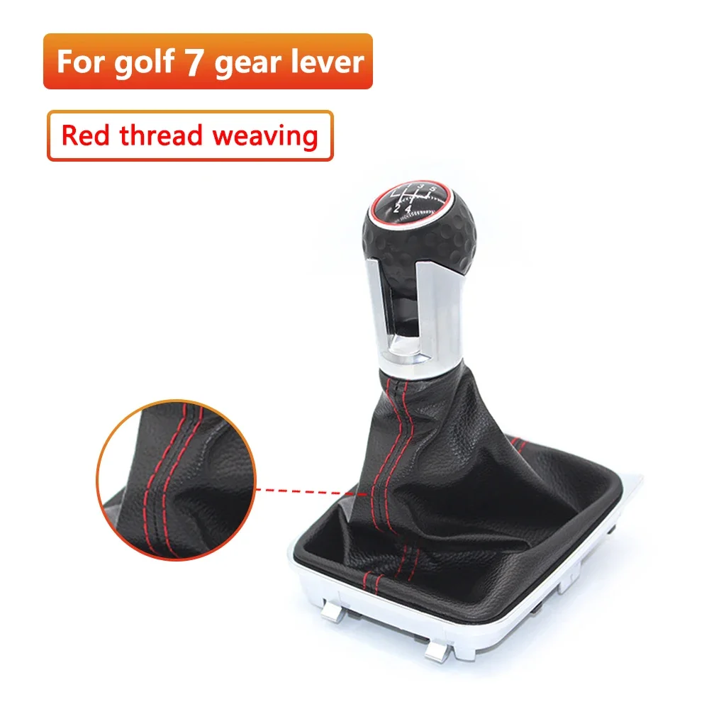 5 6 Speed Manual Gear Shift Knob Lever Gaiter Boot Frame Kit Cover for Volkswagen Golf 7 Mk7 GTI GTD 2013-2018 Car Accessories