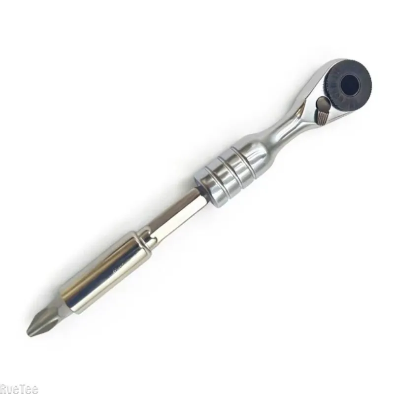 Compact Small Space Working Tool, 1/4 Inch Mini Ratchet Wrench with 60-Tooth Gear, Multi Interface Design for High Efficiency