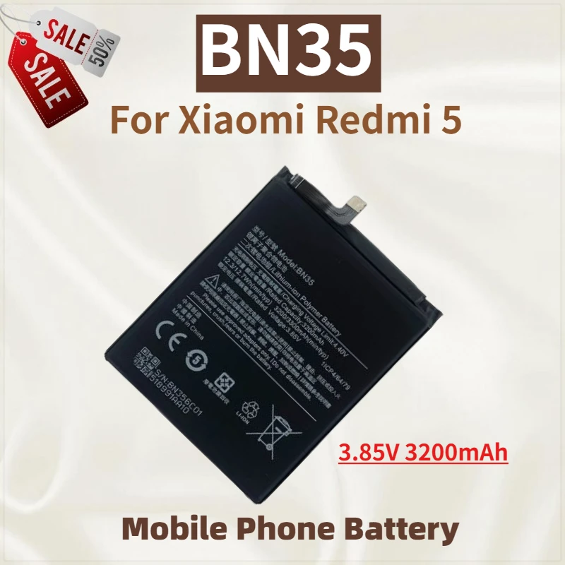 

High Quality BN35 Mobile Phone Battery 3.85V 3200mAh For Xiaomi Redmi 5 Brand New Replacement Battery