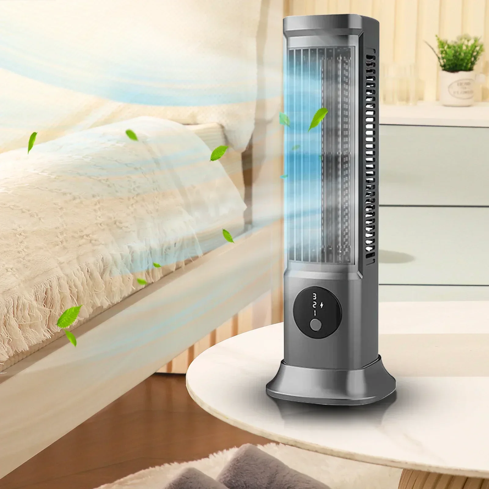 Desktop Silent Cooling Tower Fan USB Creative Vertical Bladeless Air Conditioner Handheld Portable Cooler for Home Office Camp