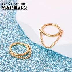 G23 Titanium Nose Ring Piercing Jewelry Earring Clicker Septum Ring with Chain Nose Ring Cartilage Helix Lobe