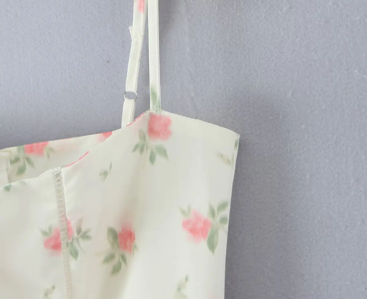 2025年ホリデースタイルサマードレス レディース ボヘミアン風花柄プリント サスペンダービーチドレス