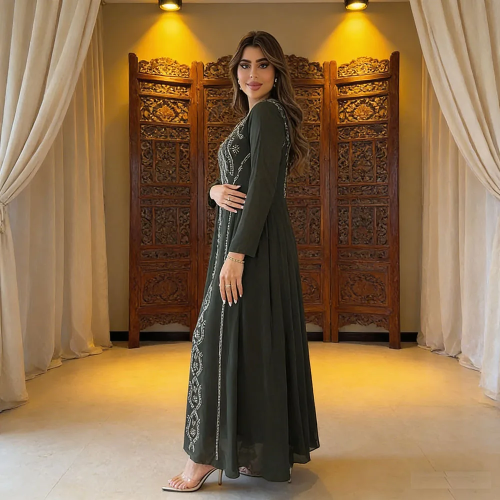 Femmes islamique diamant Abaya dubaï caftan turquie Jalabiya Marocain Femme Robe musulmane Caftan Robe de prière Abbayas Islam vêtements