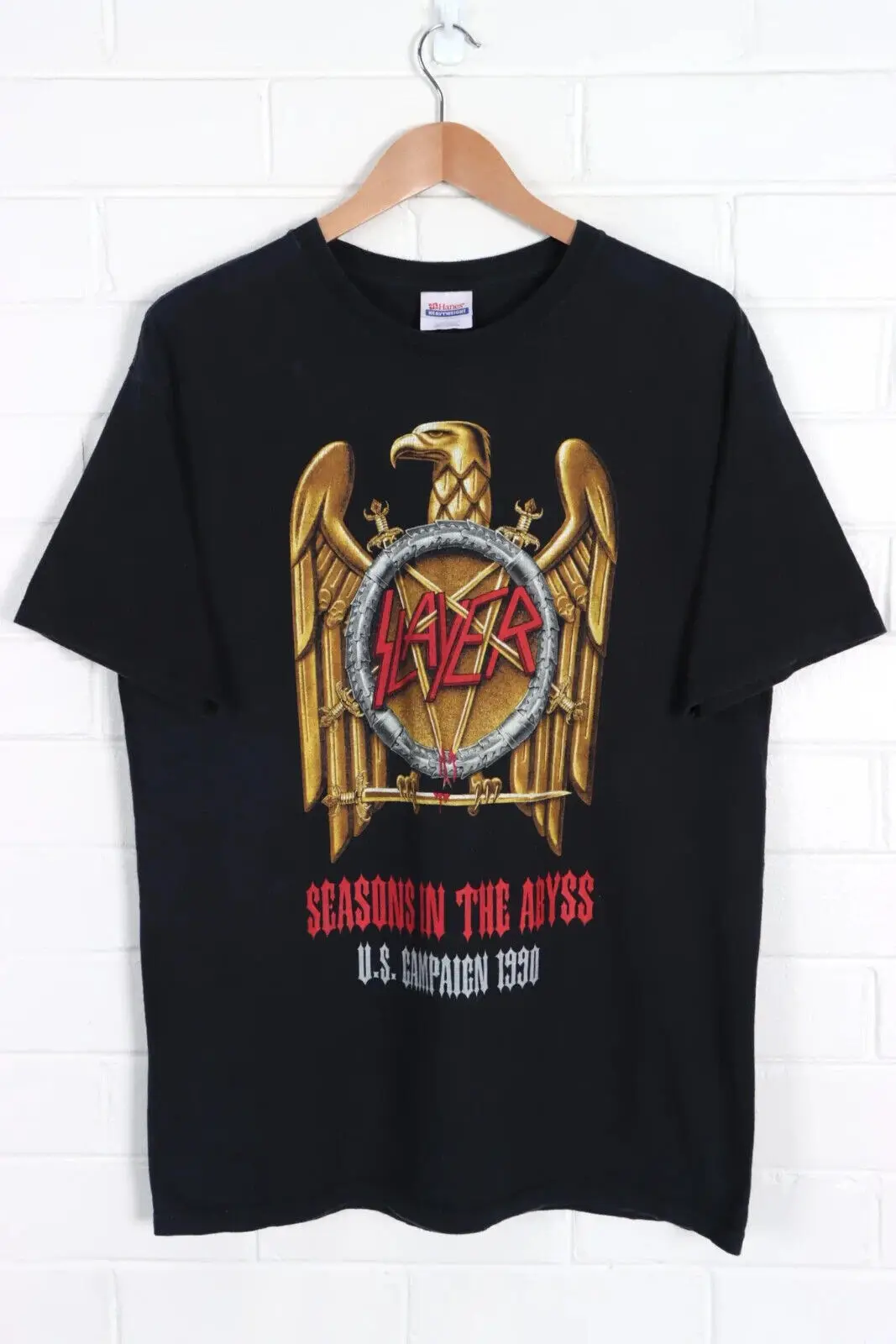 Vintage 1990 Slayer 'Seasons In The Abyss' U.S. Campaign Tour T-Shirt (L)