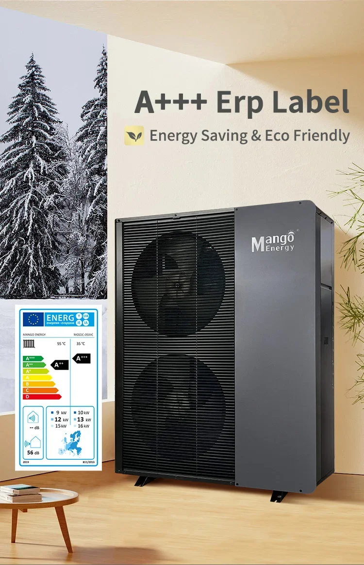 Smart Wifi Control Air to Water Heat Pump 10kW EVI Split Heat Pump with Solar and SG Ready water heater