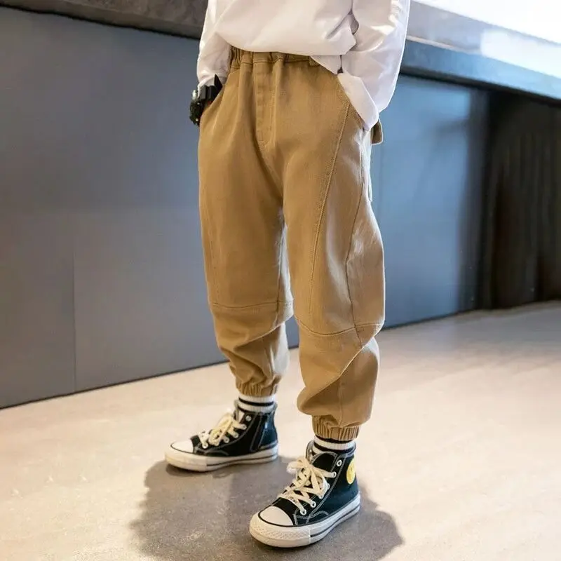 

Boys' Pants Spring and Autumn New Style Children's Casual Loose Work Pants Wearing Pure Cotton Pants