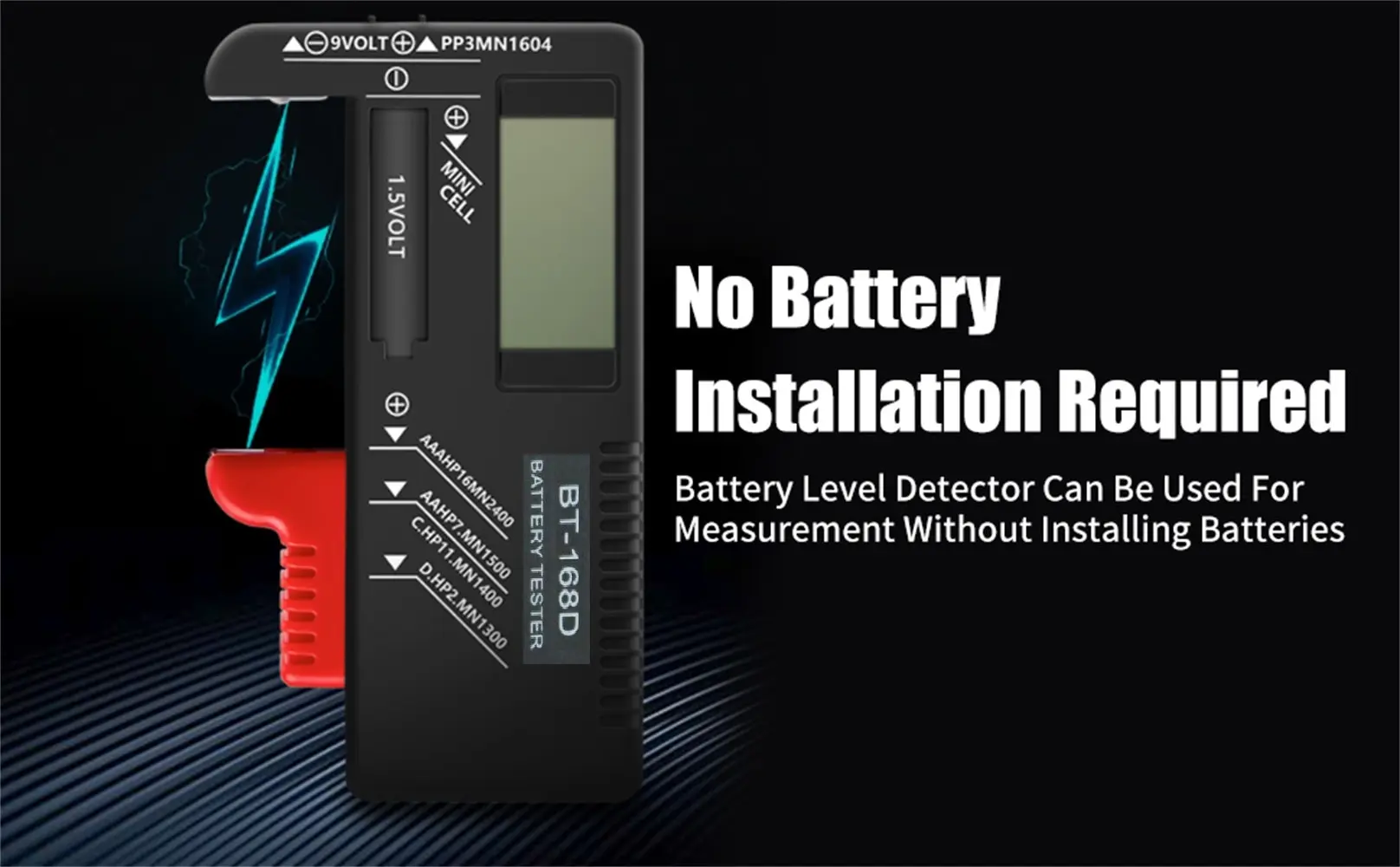 Battery Tester Universal Digital LCD Battery Checker AA AAA C D 9V 1.5V Button Cell Battery Voltage Tester BT-168D